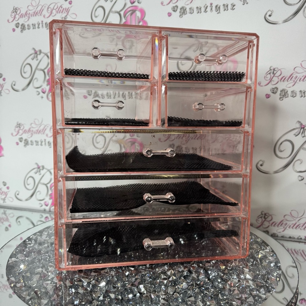 Organizer Pink 7 drawer Acrylic Makeup cosmetic Organizer drawers shelf